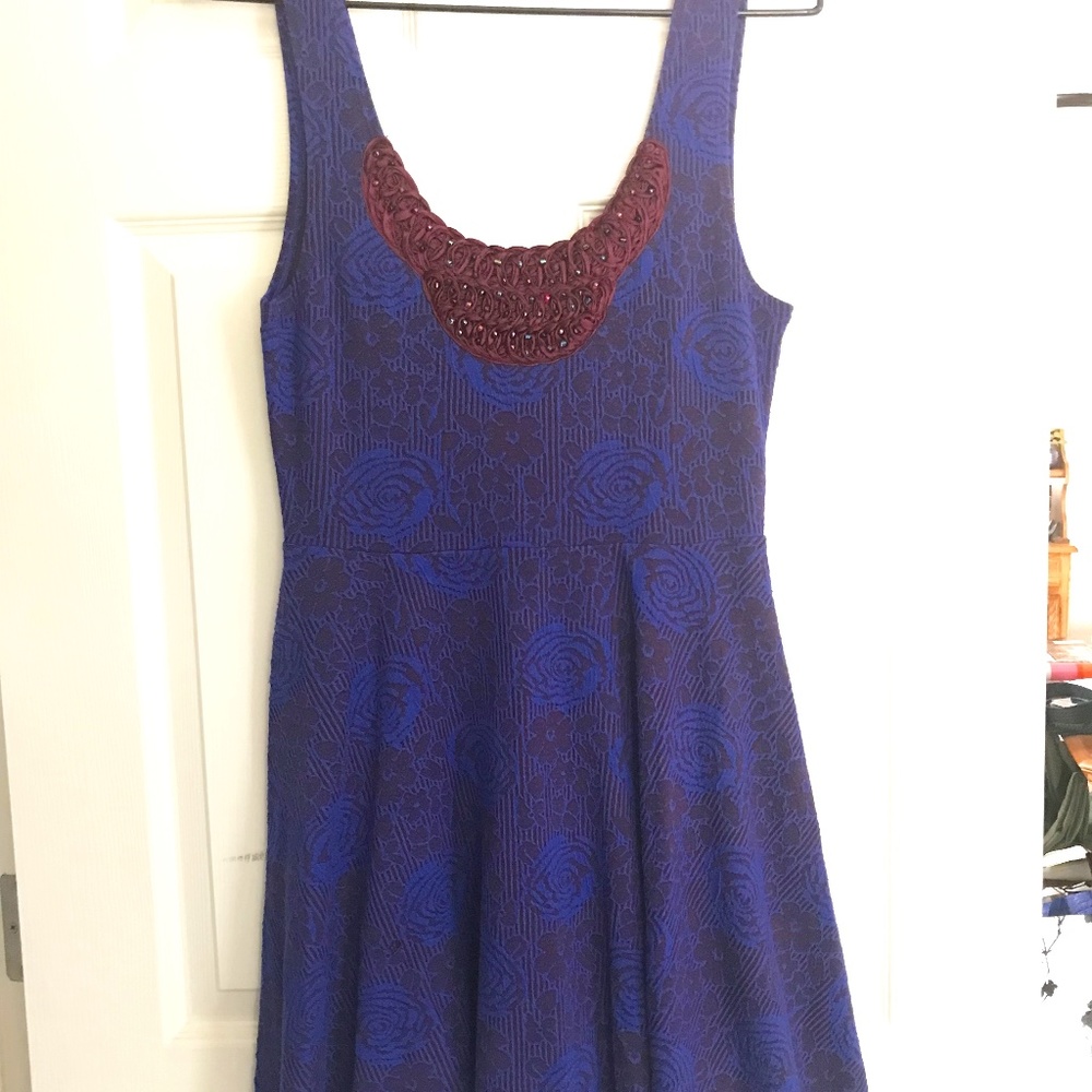 Free People blue/burg tank style skater dress, S